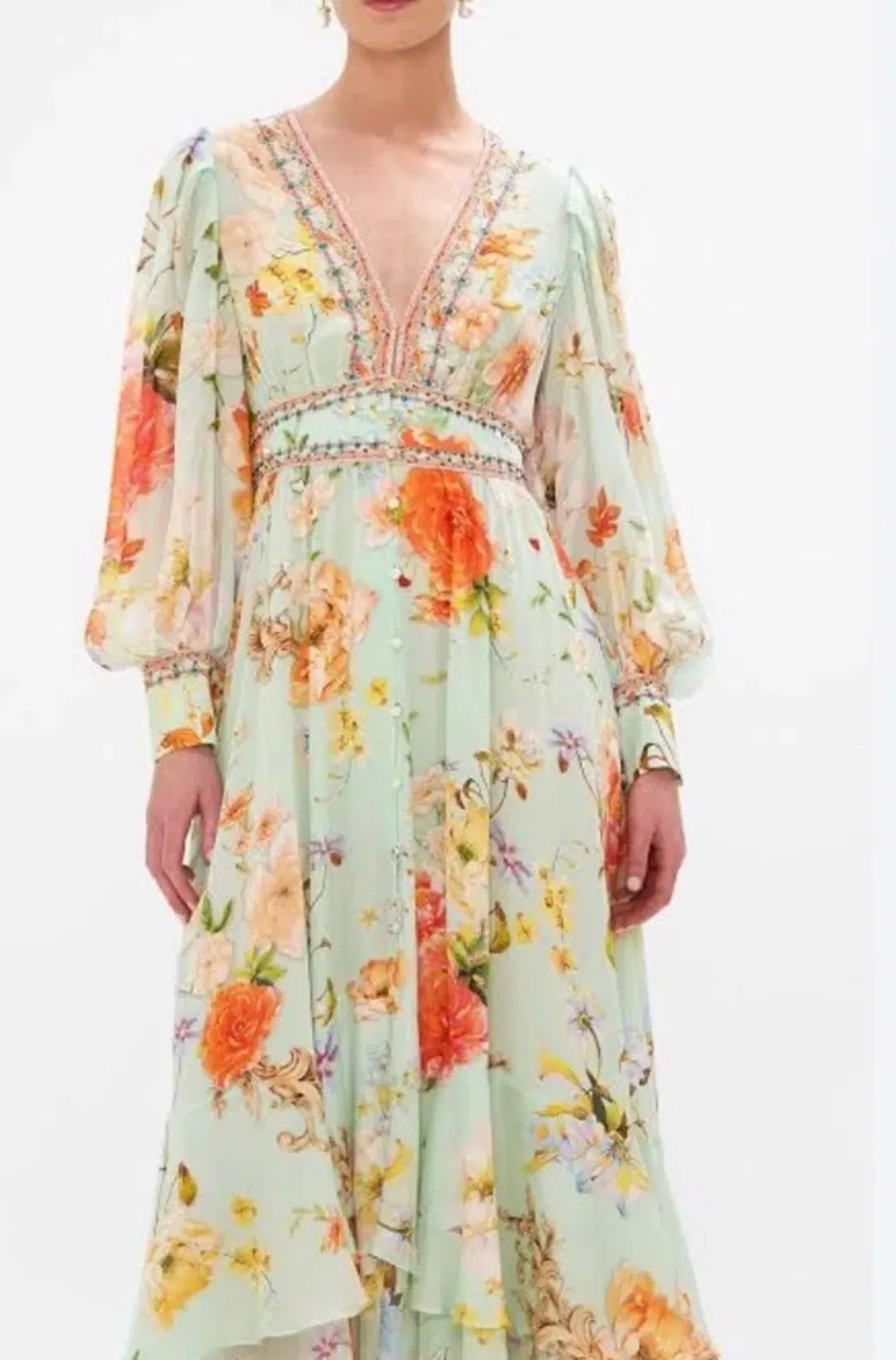 Camilla Long Button Dress Talk The Walk Size XL (16) for rent on The Volte - main image