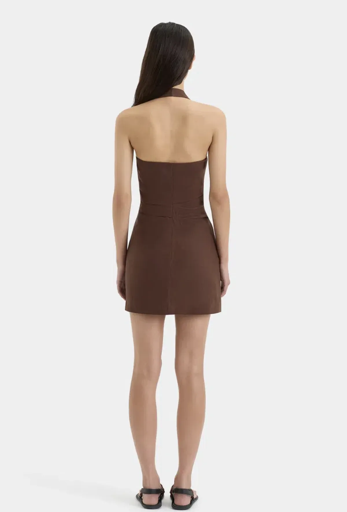 Sir the Label Noemi Halter Mini Dress in Chocolate in size 3/12AU - Image 2
