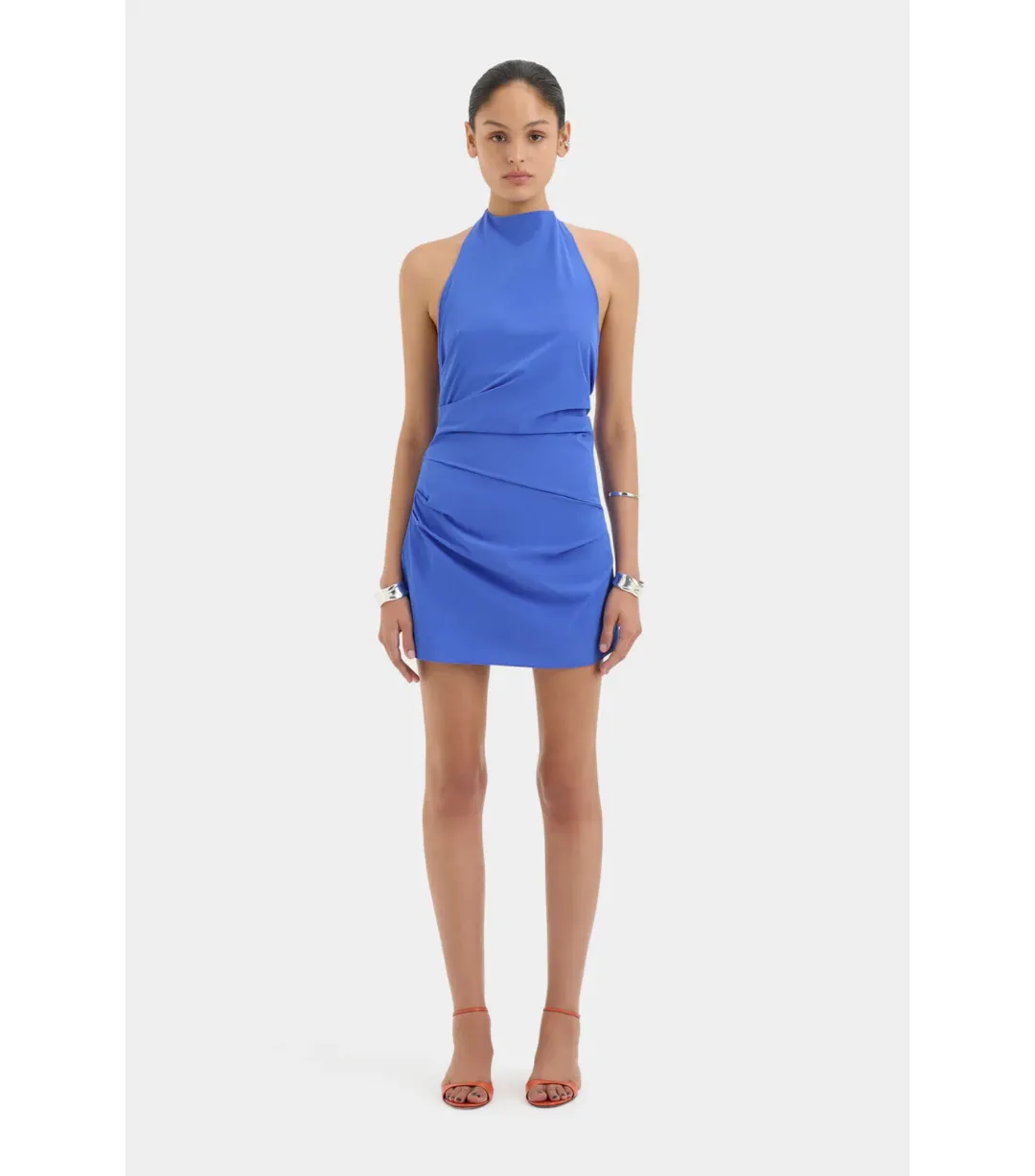 Sir the Label Sol Halter Mini Dress in Cobalt Blue Size AU 6 for rent on The Volte - main image