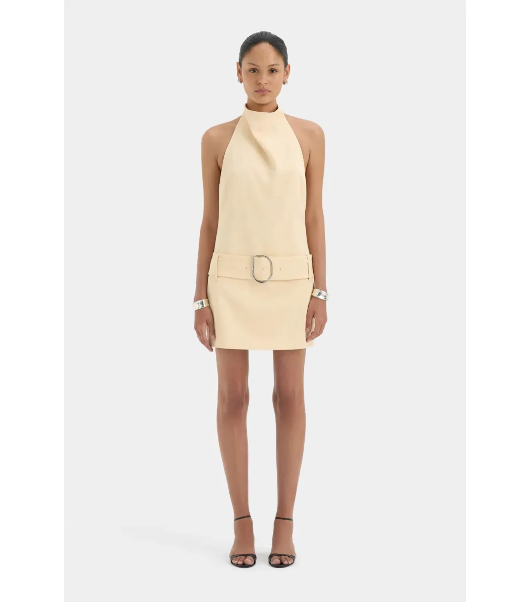 Sir the Label Sabina Belted Mini Dress in Butter Size 10  for rent on The Volte - main image