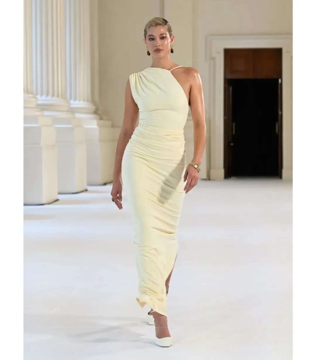 Effie Kats Greer Gown in Lemon Size 10  for rent on The Volte - main image