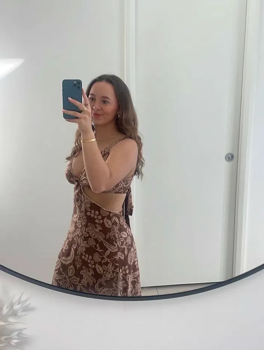 bella boutique midi dress brown  for rent on The Volte - main image