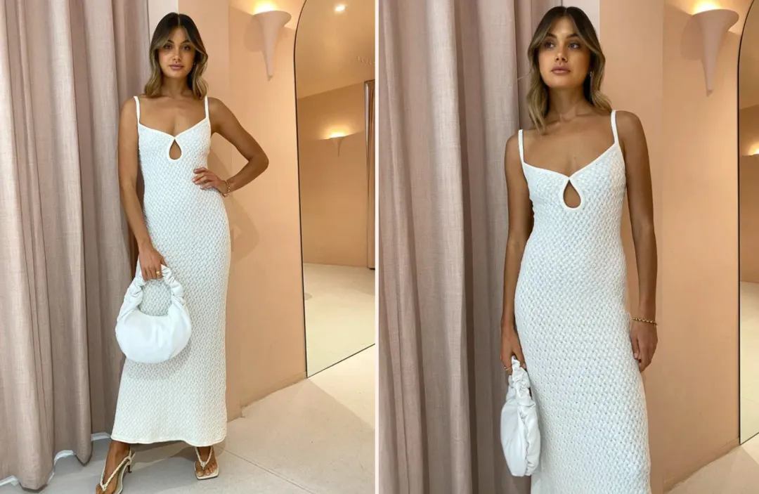 Bec and bridge effie knit key maxi dress in ivory  for rent on The Volte - main image