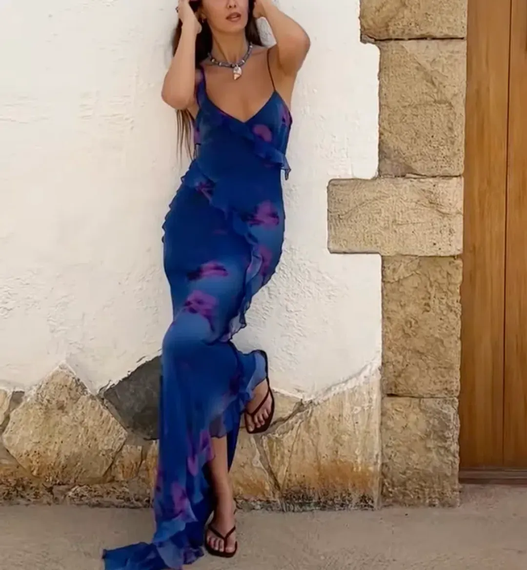 Rat & Boa SORRENTO DRESS in Blue & Purple Size XXS for rent on The Volte - main image