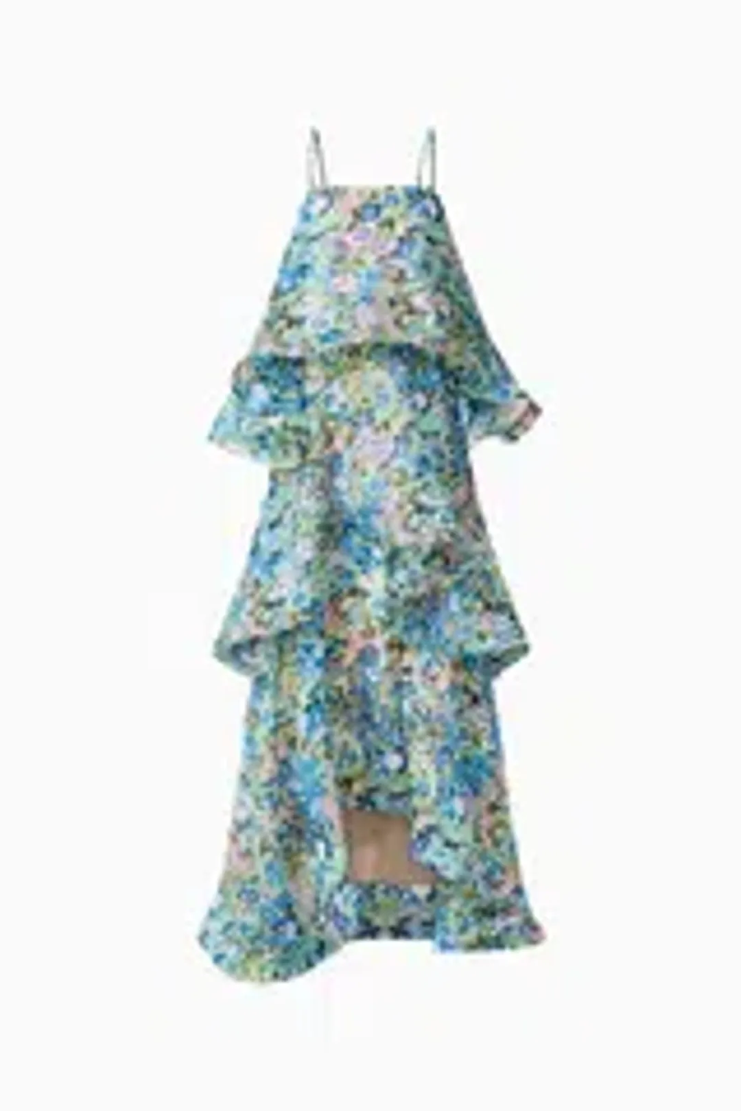 Elliatt Armani Tiered Maxi Dress In Blue Floral Size M for rent on The Volte - main image