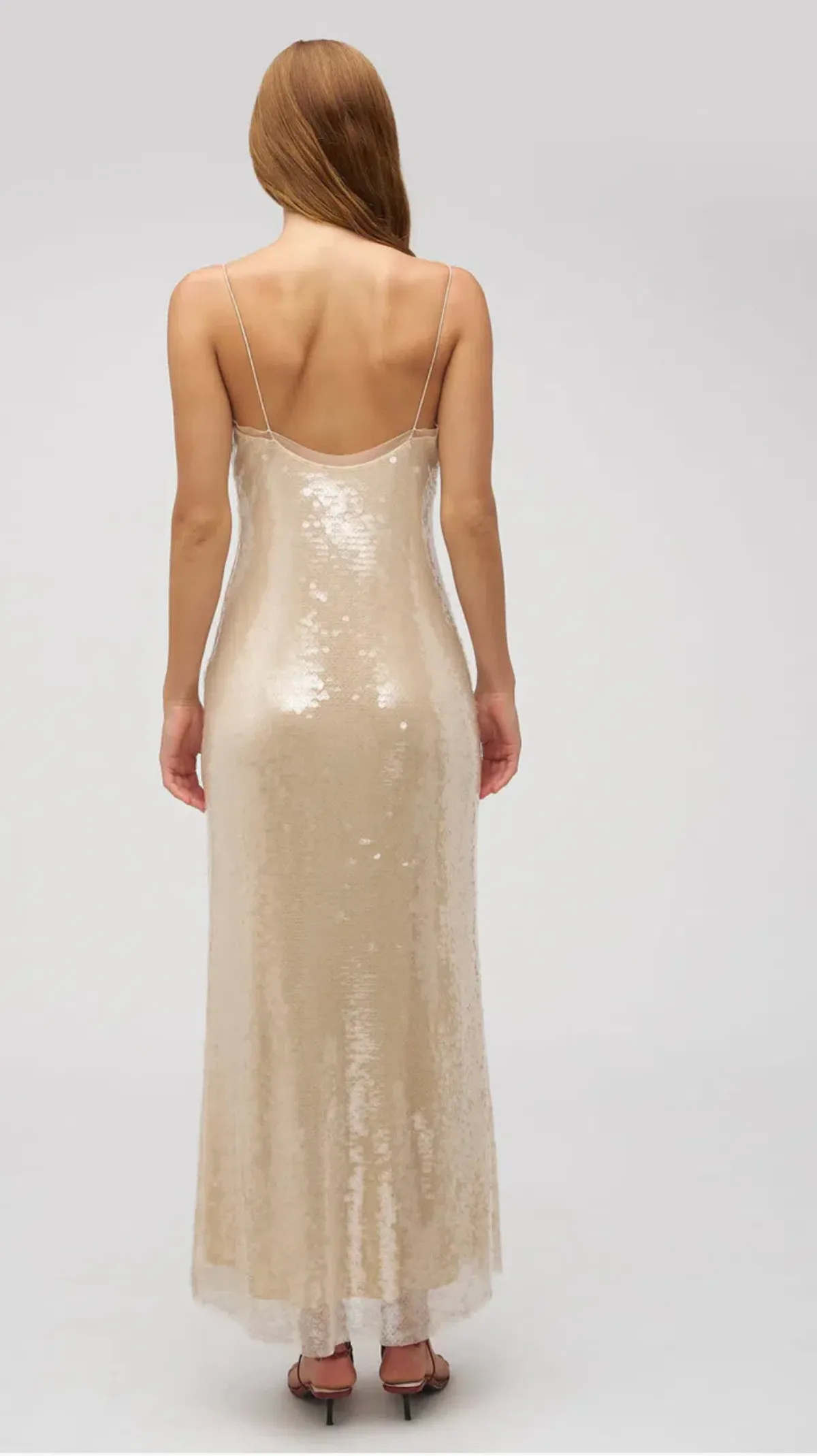 Oroton Sequin Slip Dress Champagne Size 10 - Image 6