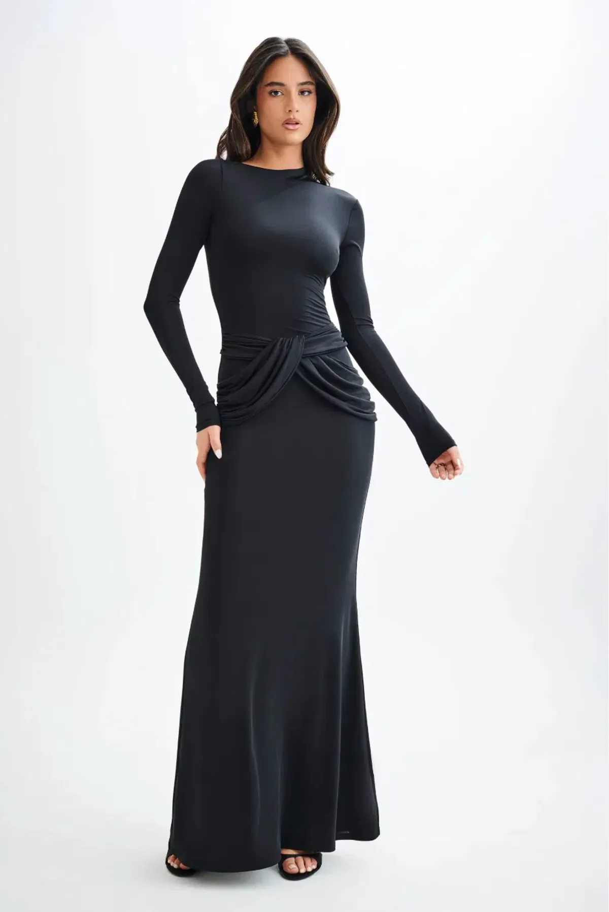 Meshki Halcyon Long Sleeve Slinky Maxi Dress Black Size XS - Image 1