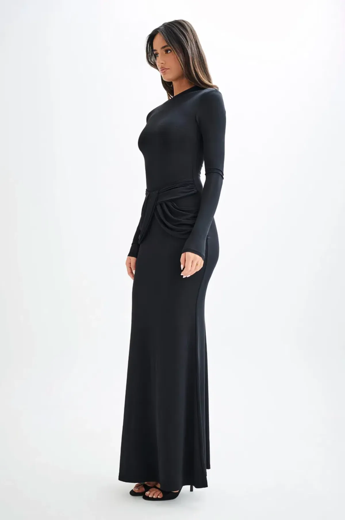Meshki Halcyon Long Sleeve Slinky Maxi Dress Black Size XS - Image 4
