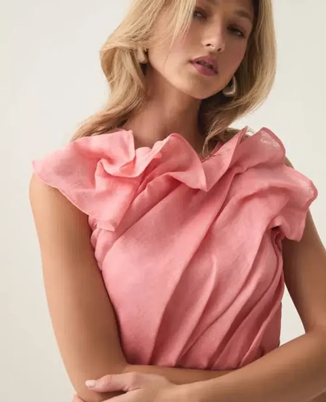 Aje Genesis Midi Dress Washed Coral Size AU 10 for rent on The Volte - main image