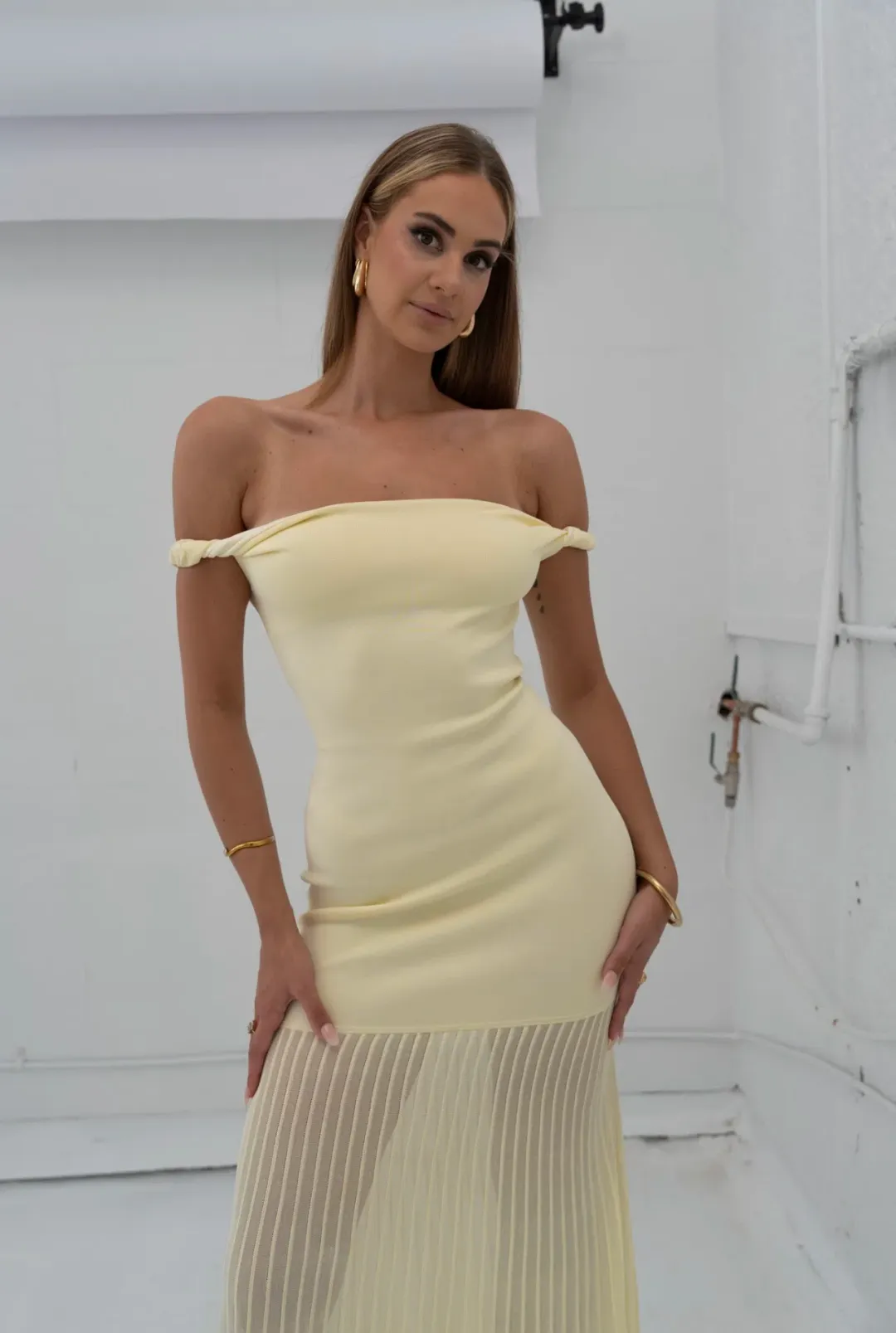 Sir Elia Off Shoulder Twist Dress- 0P for rent on The Volte - main image