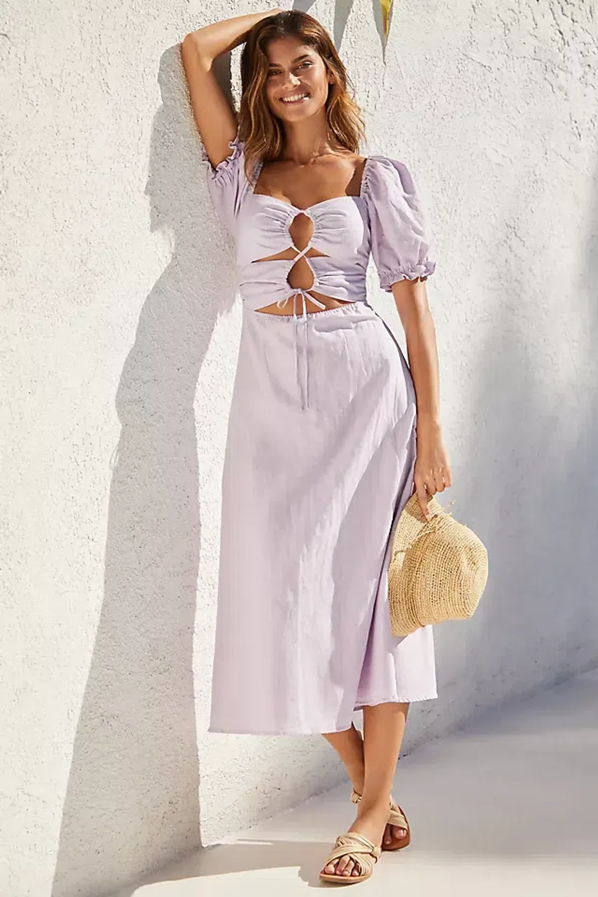 Charlie Holiday Healy Midi Dress Pastel Lilac Size AU 8 / S - Image 1