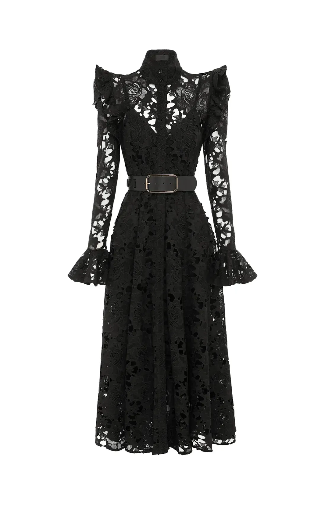 Leo Lin Aliyah Lace Butterfly Sleeve Midi Dress in black  Size 14 for rent on The Volte - main image
