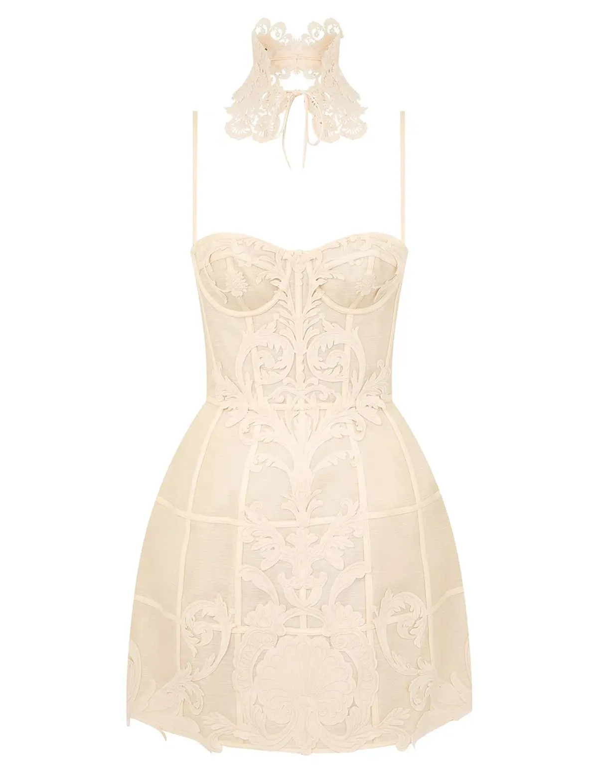 Zimmermann Rebellion Filigree Mini Dress in Cream Size 2 / AU 12 - Image 4