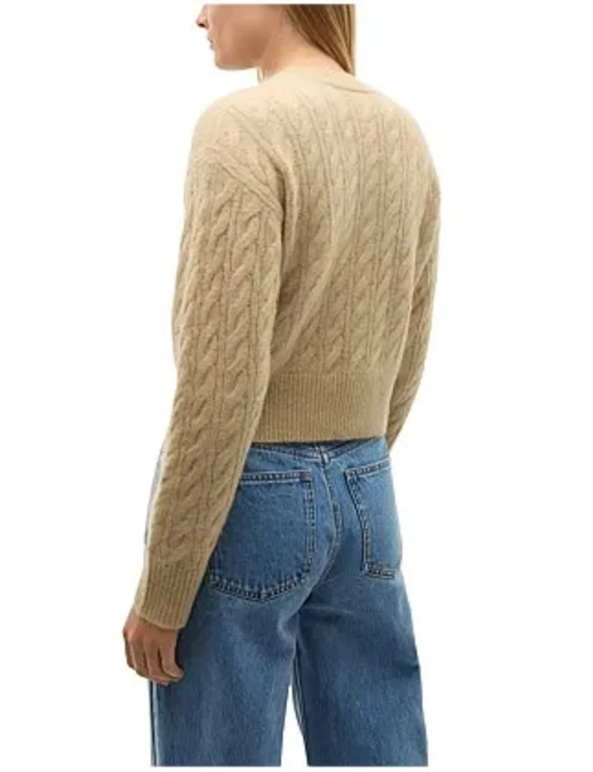 Seed Heritage CABLE CROPPED BUTTON CARDI Beige Size 8 - Image 3