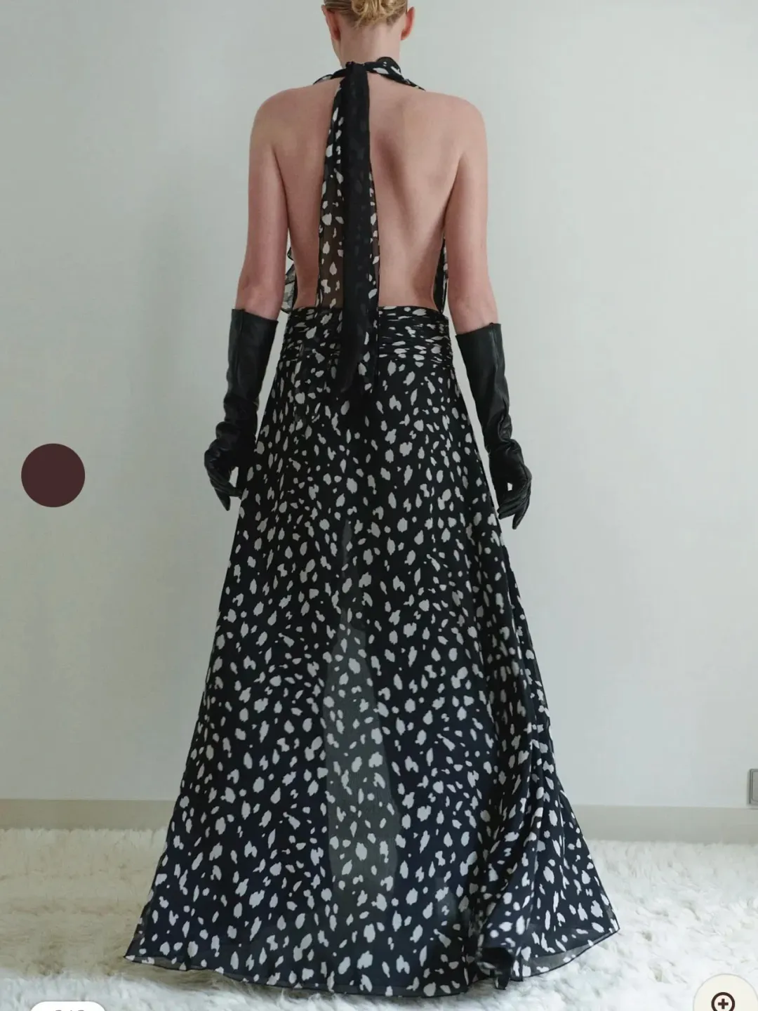 Leam Almes Dalmatian Print Chiffon Dress with Side Slit size 36 for rent on The Volte - main image