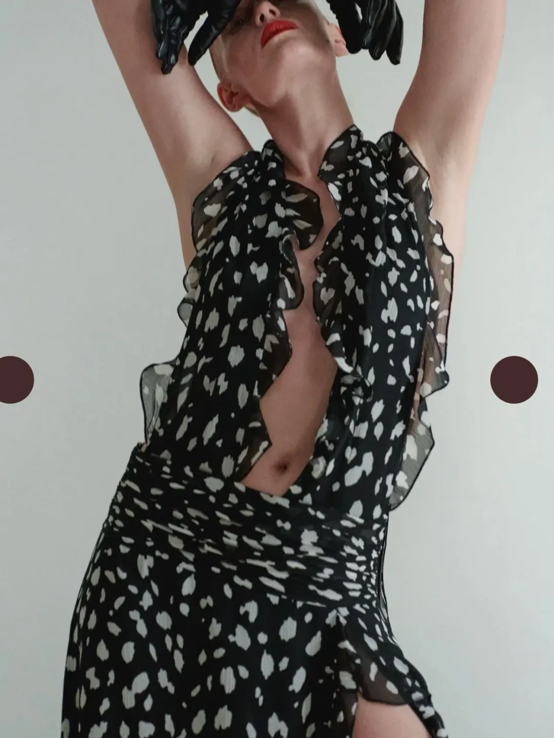 Leam Almes Dalmatian Print Chiffon Dress with Side Slit size 36 for rent on The Volte - main image