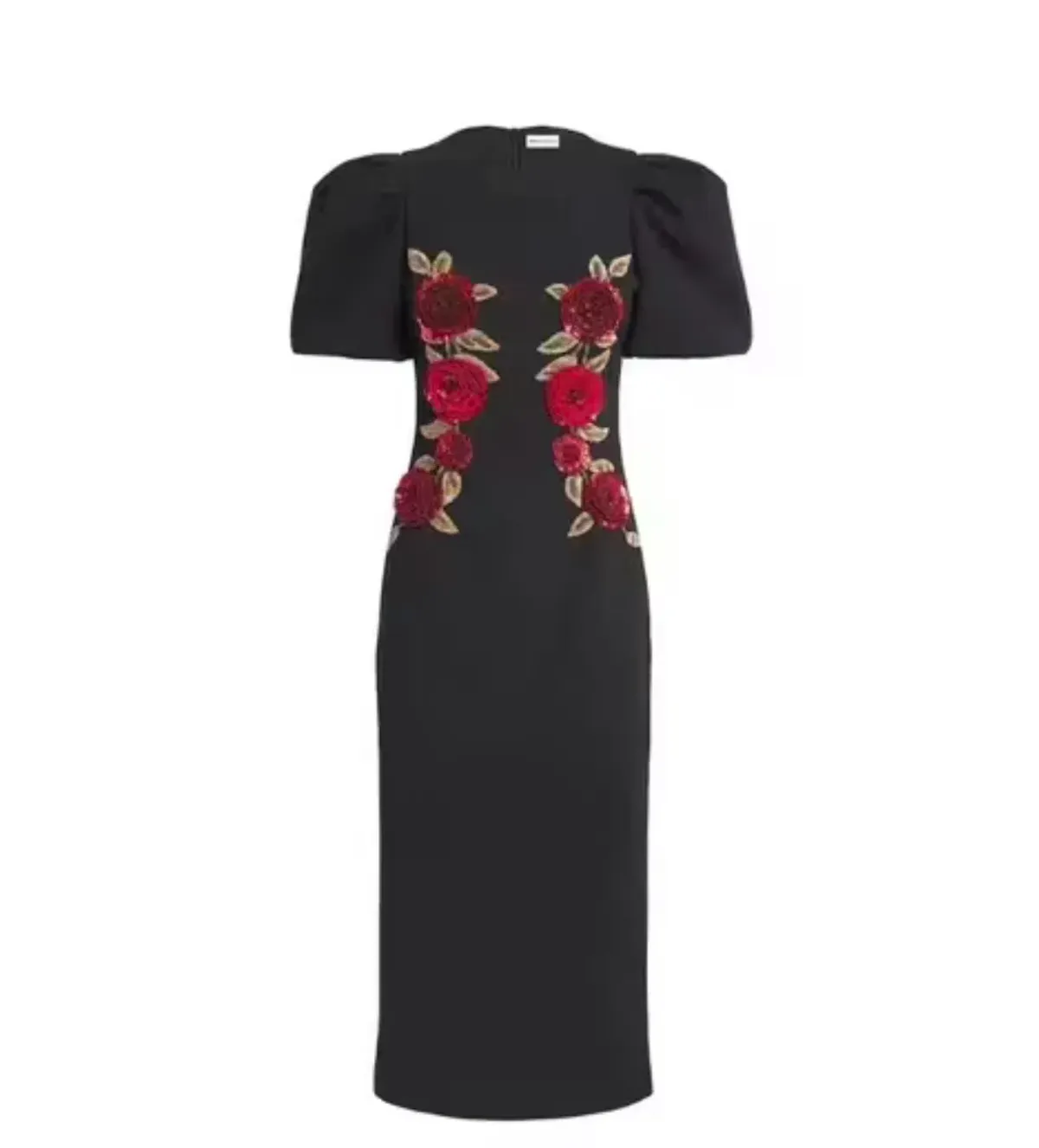 REBECCA VALLANCE ROSETTA MIDI DRESS BLACK SIZE AU 8 - Image 1