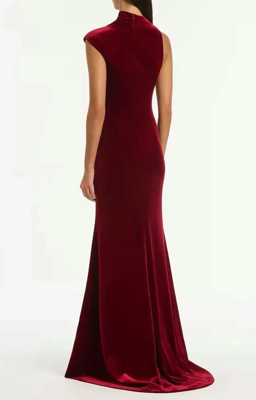 Carla Zampatti Rouge Velvet Button Gown for rent on The Volte - main image