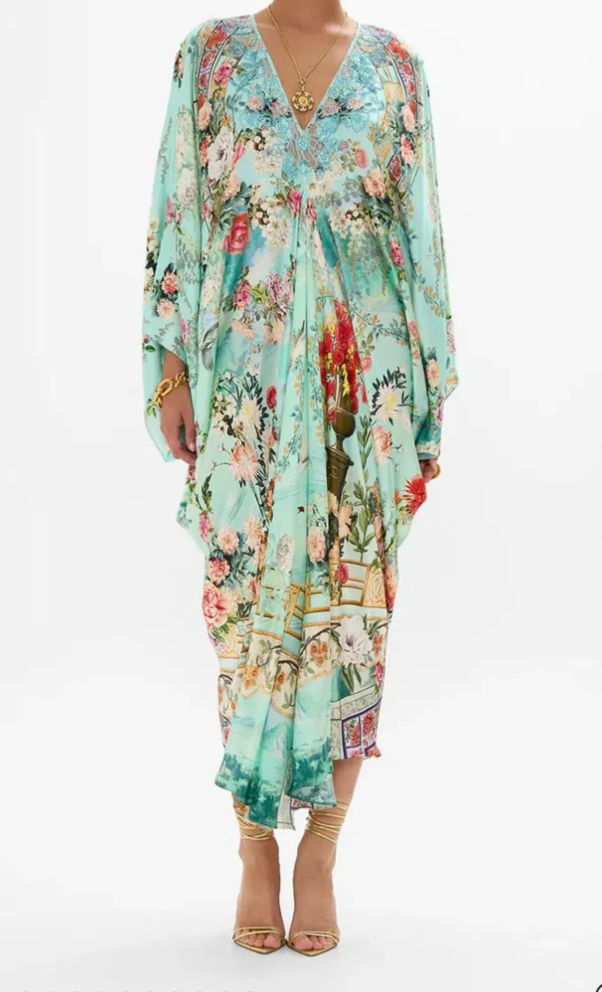 Camilla T Shape Long Kaftan The Jewellery Museum One Size Silk Dress - Image 1