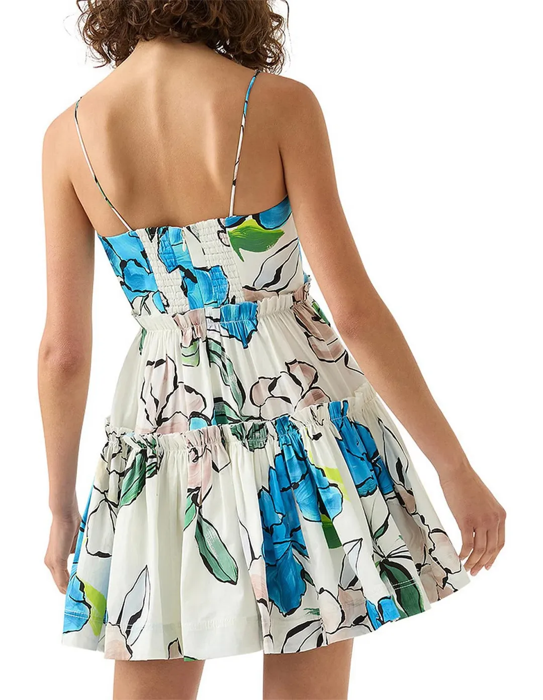 AJE Maya Tiered Mini Dress Cool Camellia Floral Races Size 10 M Medium for rent on The Volte - main image