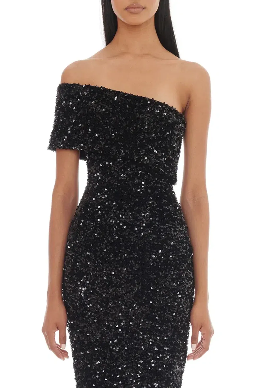 ELIYA THE LABEL ALYSSA SEQUIN MIDI DRESS BLACK L LARGE 12 for rent on The Volte - main image