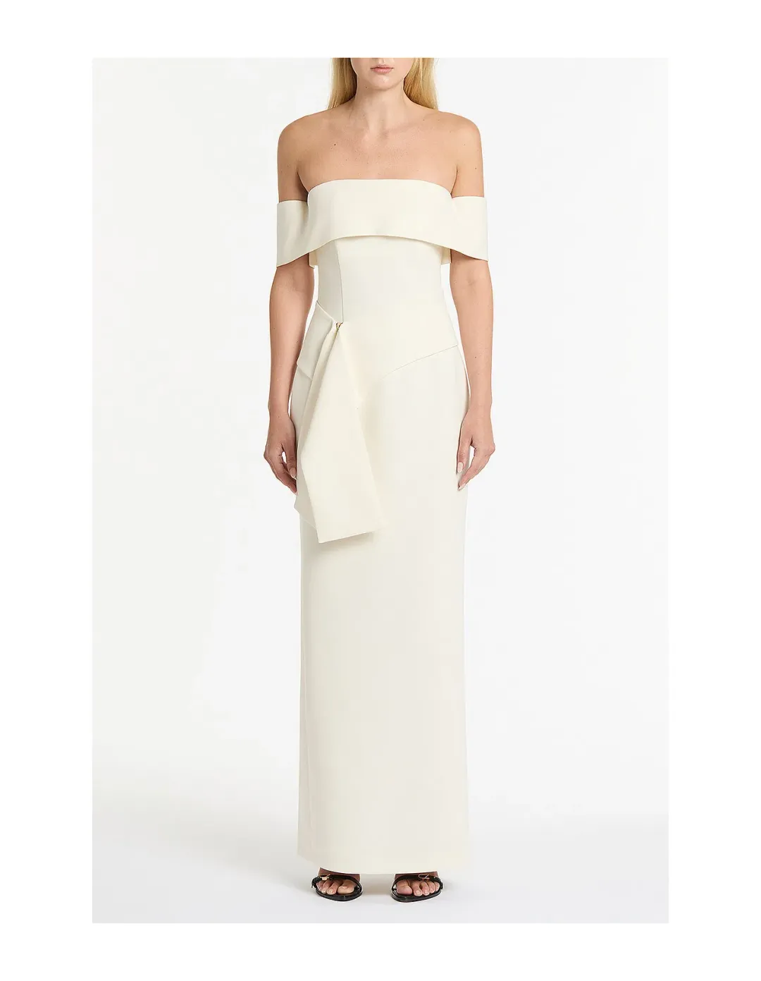 Carla Zampatti IVORY CREPE LA BANDA OFF SHOULDER GOWN | XXS | AU4 for rent on The Volte - main image