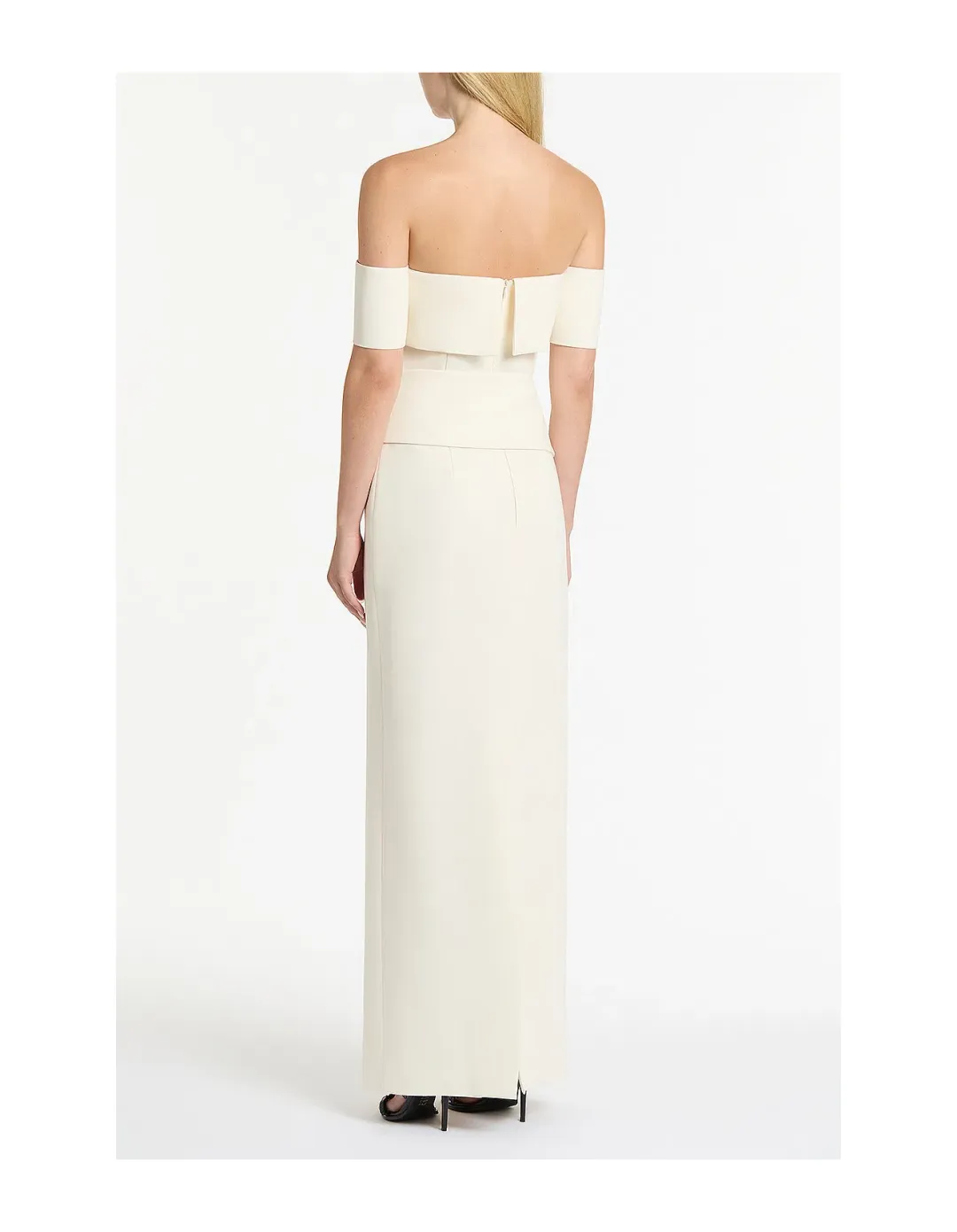 Carla Zampatti IVORY CREPE LA BANDA OFF SHOULDER GOWN | XXS | AU4 for rent on The Volte - main image