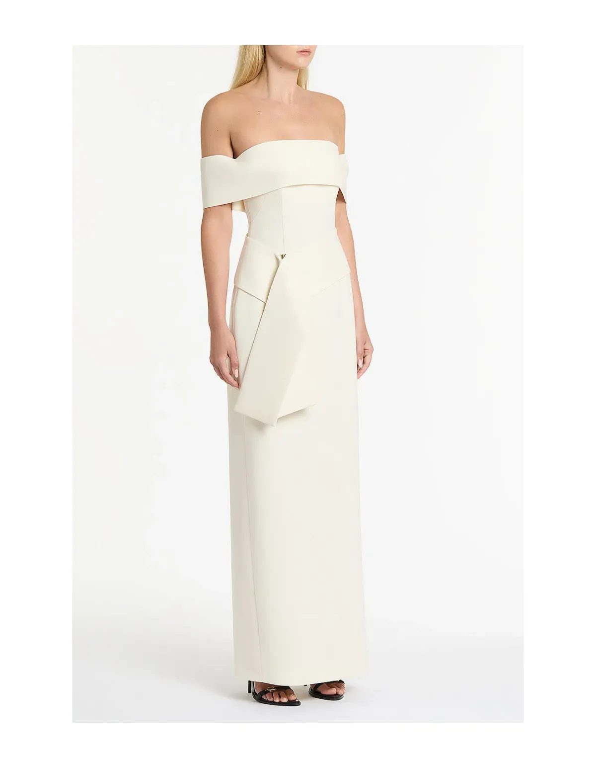 Carla Zampatti IVORY CREPE LA BANDA OFF SHOULDER GOWN | XXS | AU4 - Image 2