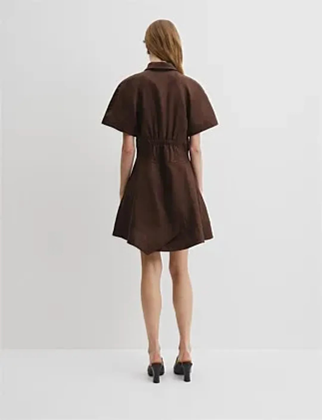 Country Road Asymmetric Hem Mini Dress Brown Size 12 for rent on The Volte - main image