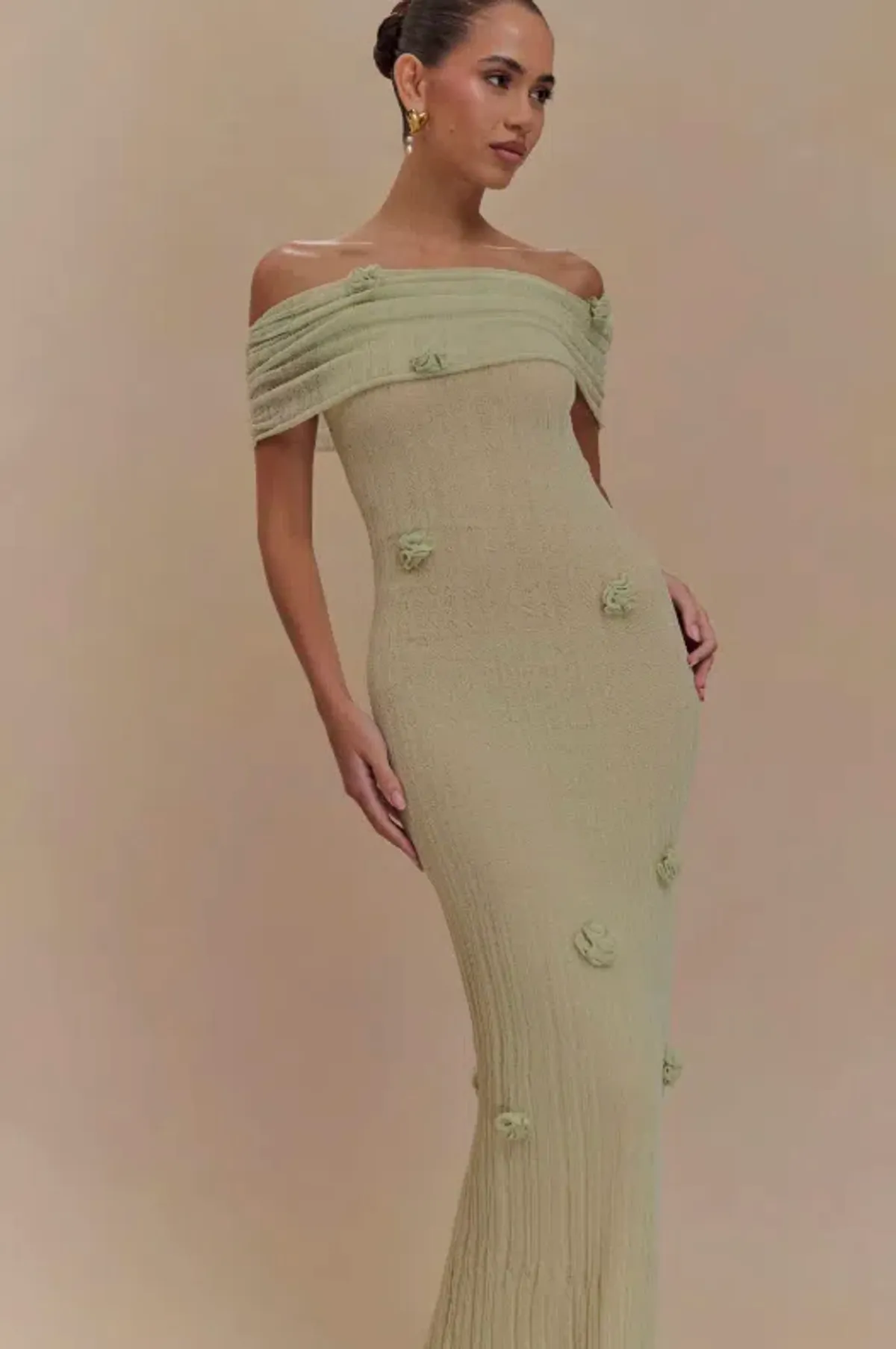 Brynn Orchid Knit Maxi Dress - Pastel Green - Image 3