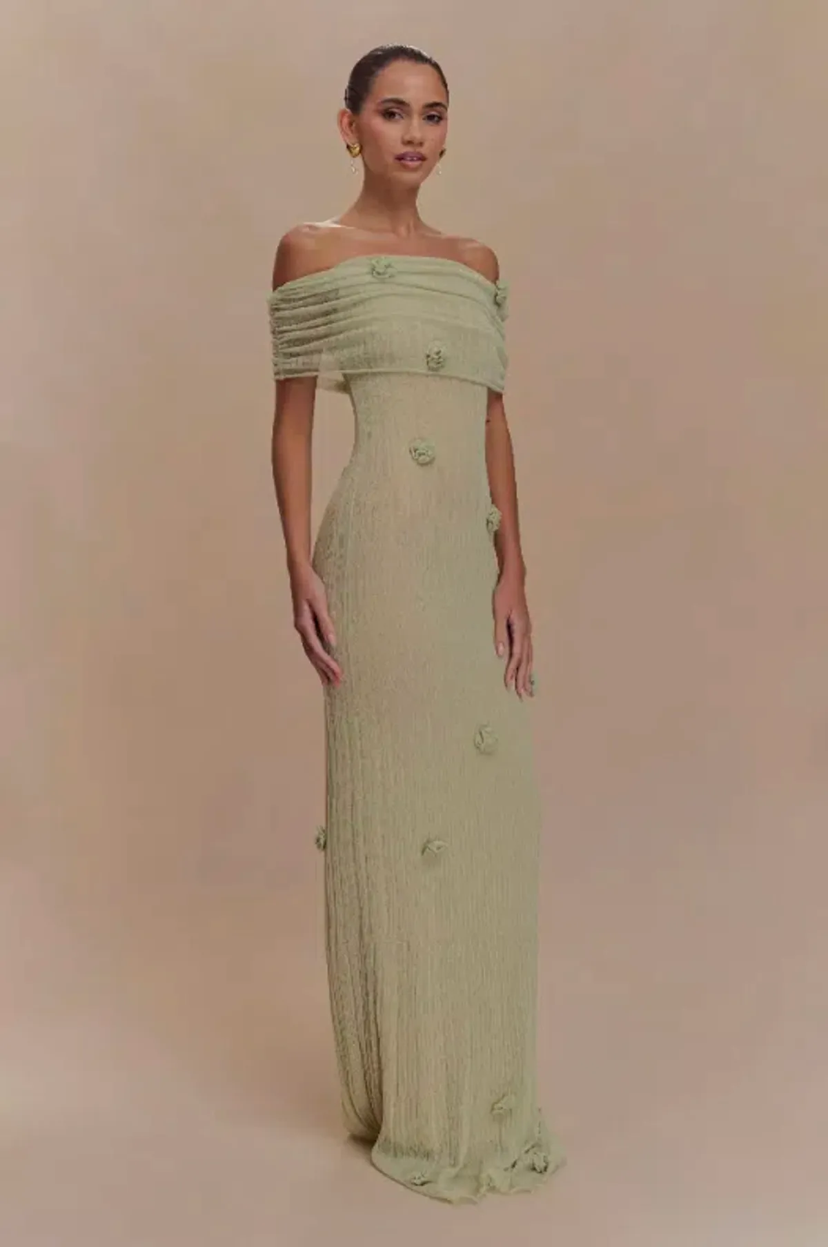 Brynn Orchid Knit Maxi Dress - Pastel Green - Image 1