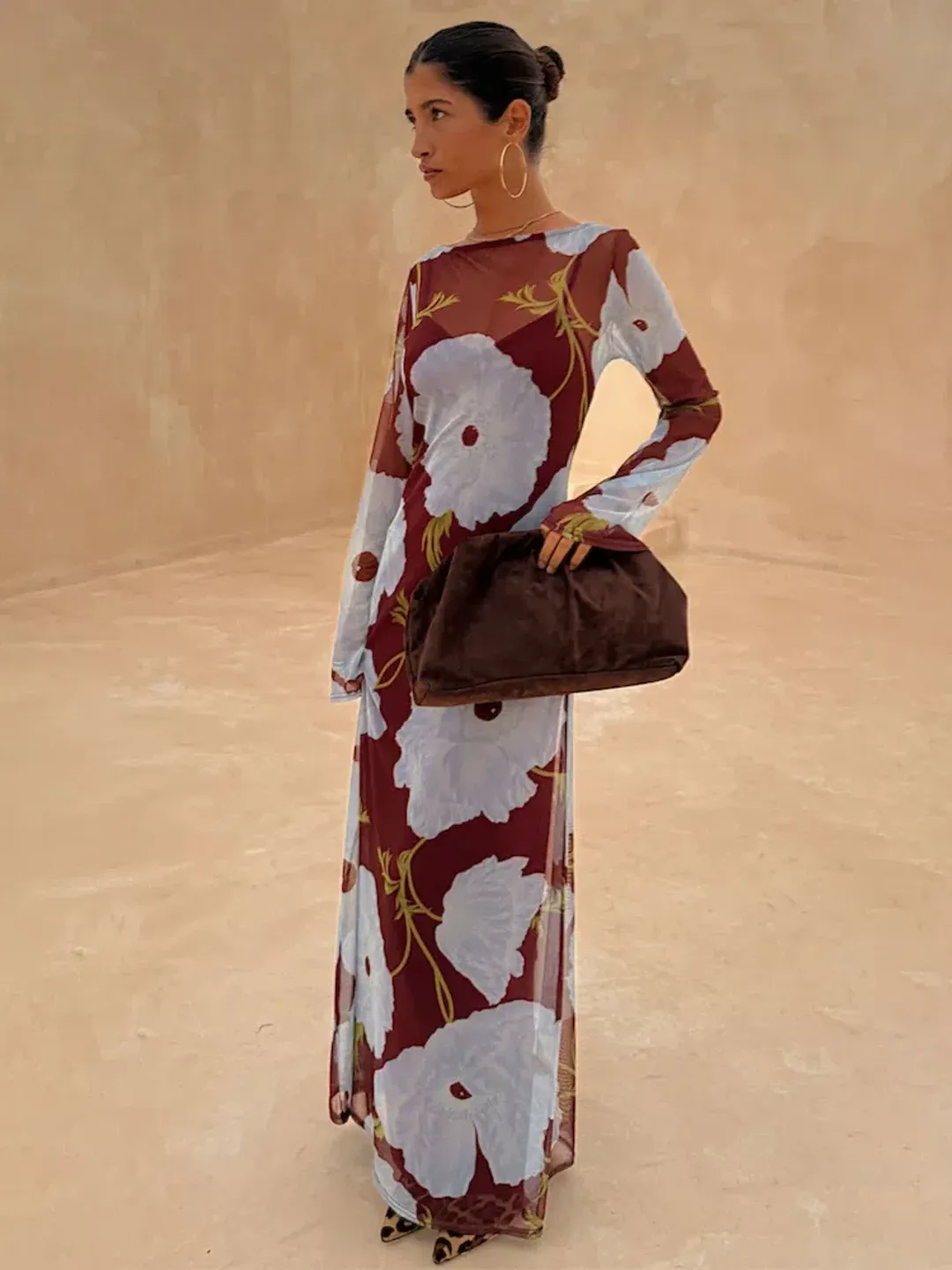 Never Fully Dressed Aria Dress size 18 burgundy & blue poppy  for rent on The Volte - main image