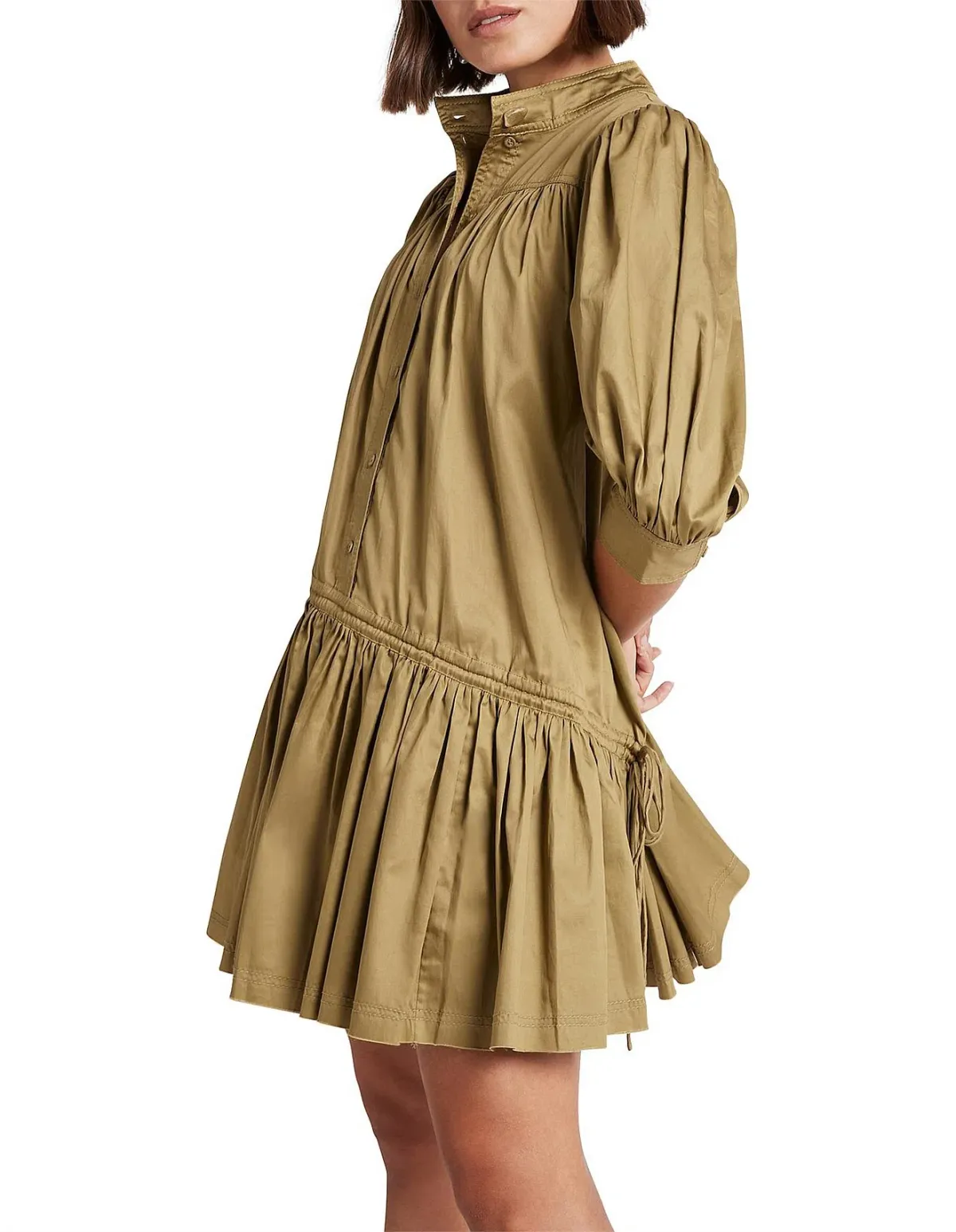 Aje Frequency Khaki Puff Sleeve Smock Dress Size 8 - Image 6