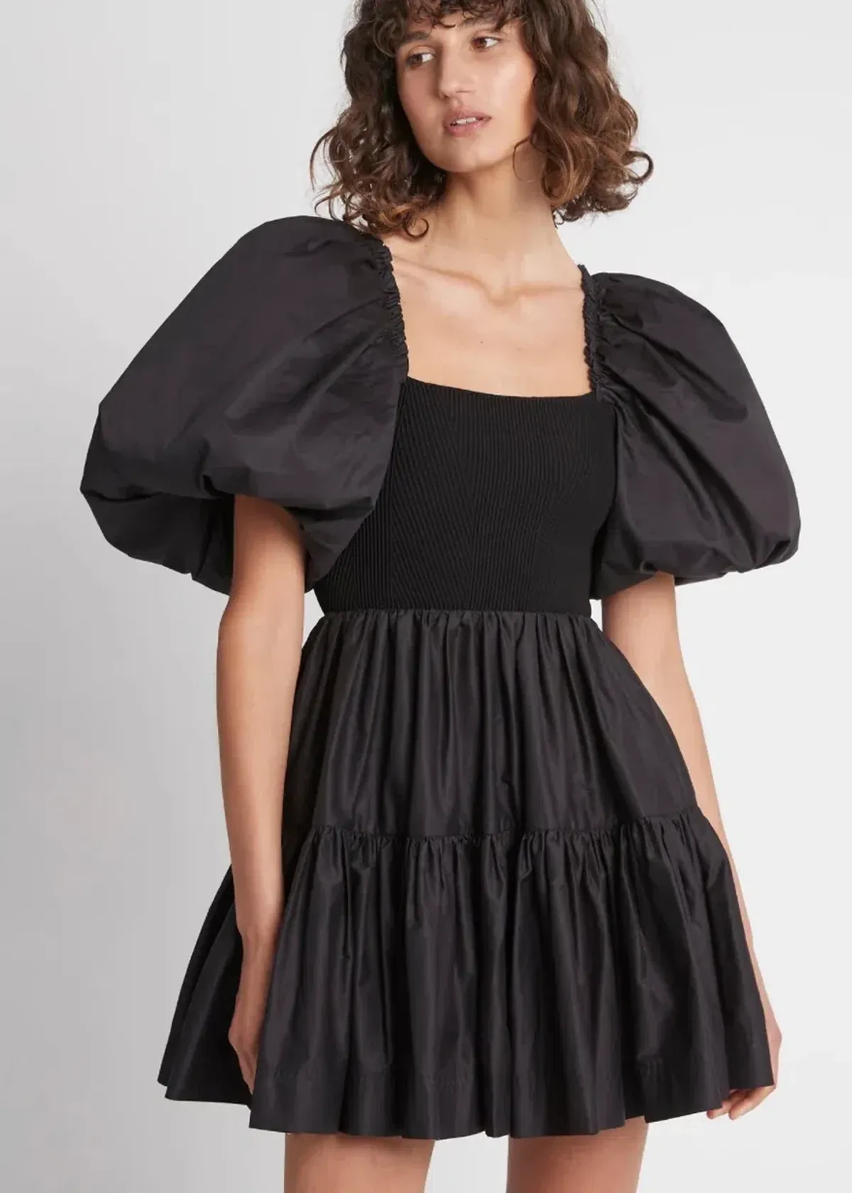 Aje Casa Black Puff Sleeve Mini Dress size 14 - Image 1