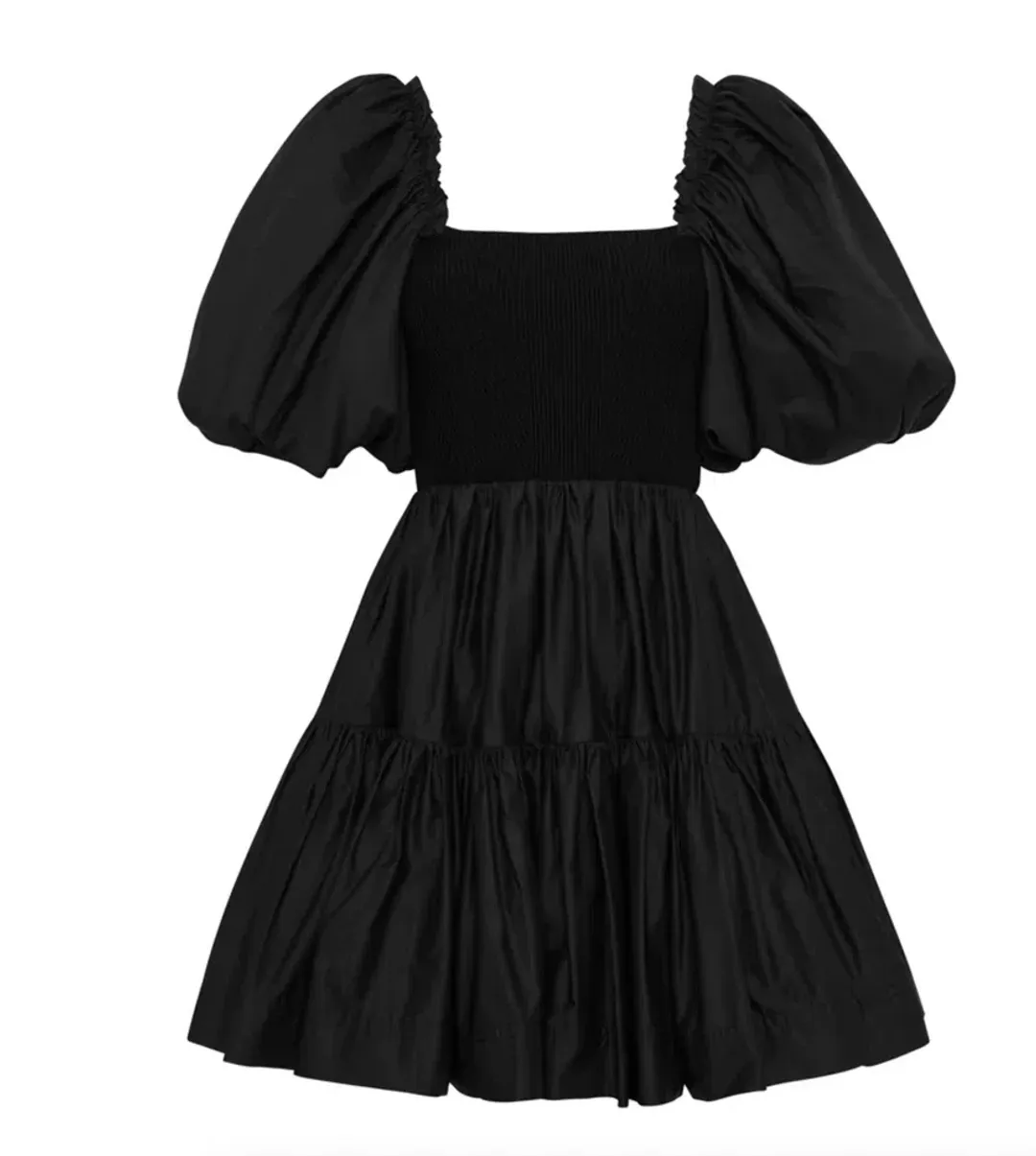 Aje Casa Black Puff Sleeve Mini Dress size 14 for rent on The Volte - main image