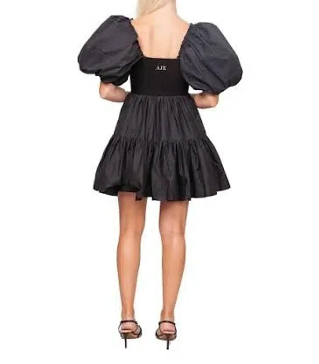 Aje Casa Black Puff Sleeve Mini Dress size 14 for rent on The Volte - main image