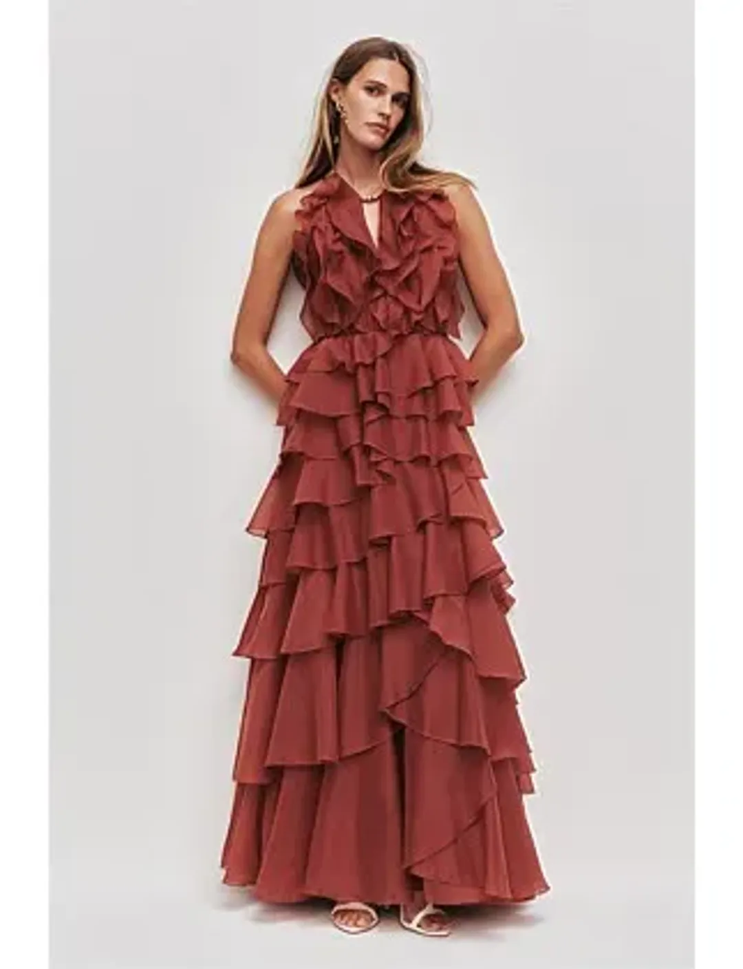 Aje Cleo Gown Rust Size 10 for rent on The Volte - main image