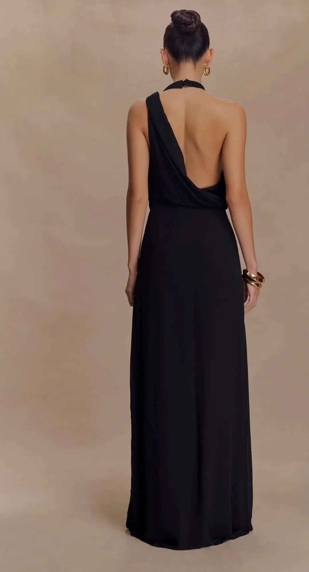 Galia Cowl Neck Maxi Dress - Black for rent on The Volte - main image
