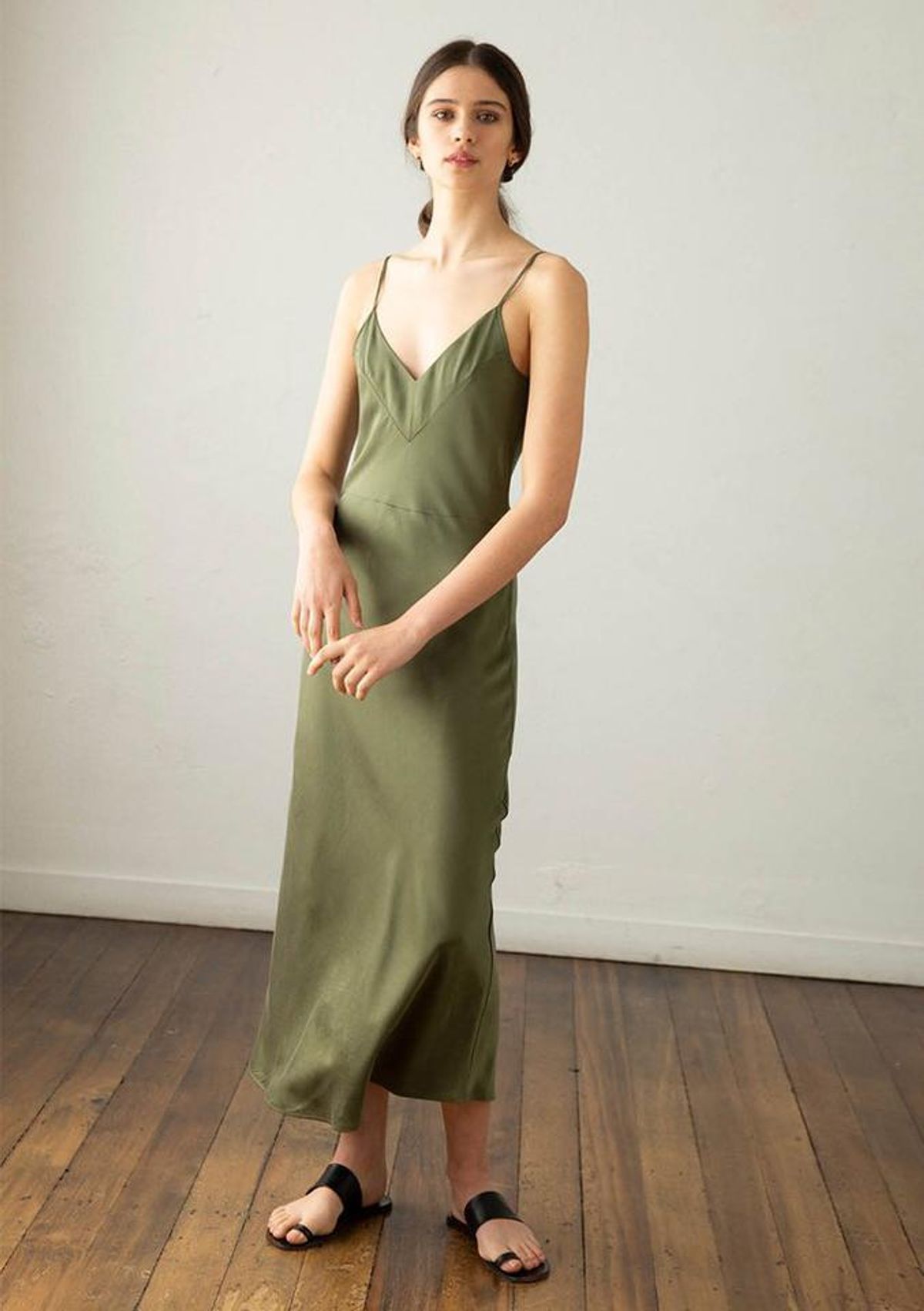 Marle Garbo Slip Dress Khaki Size 12 - Image 1