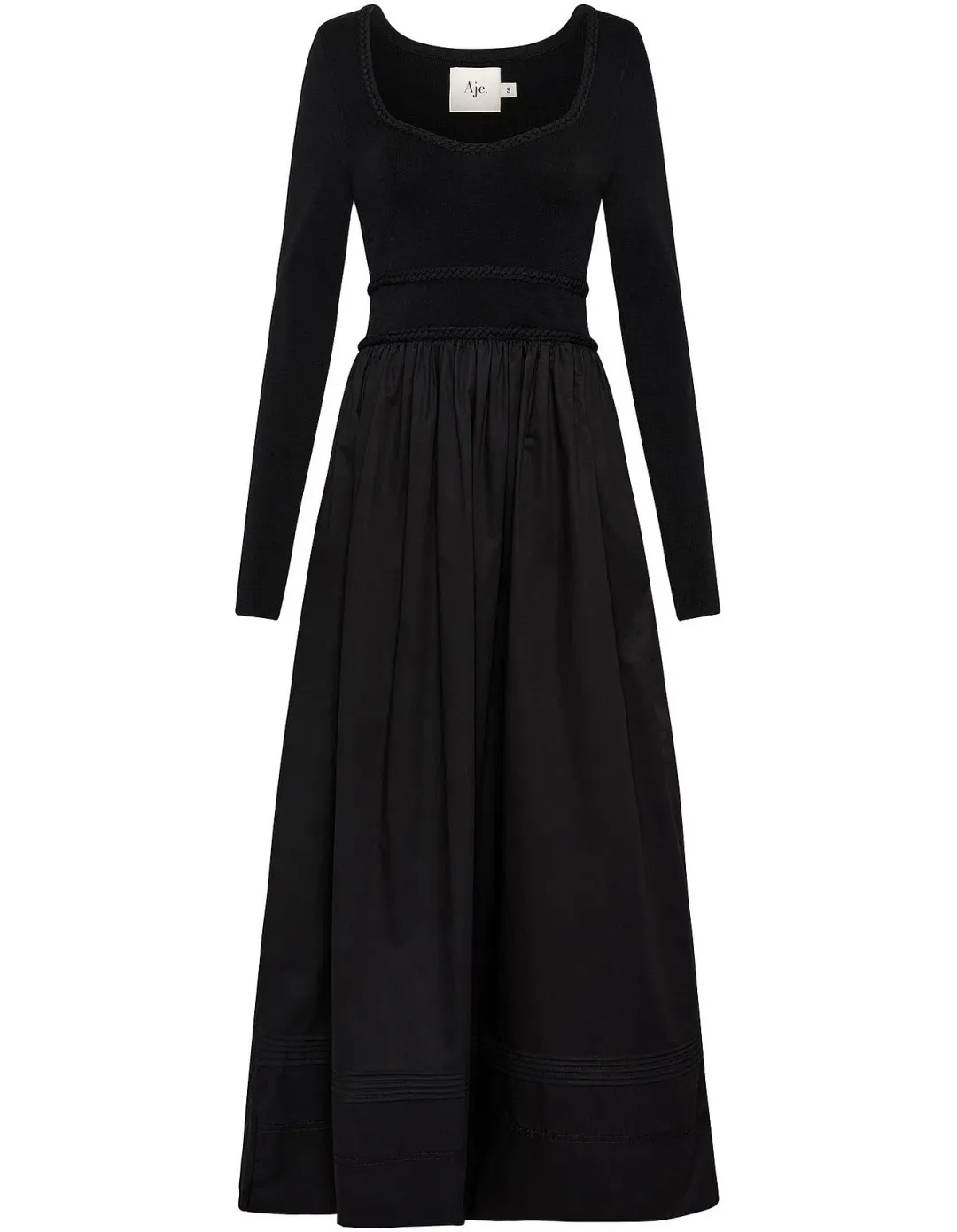 Aje Audrey Black Knit Midi Dress XL for rent on The Volte - main image