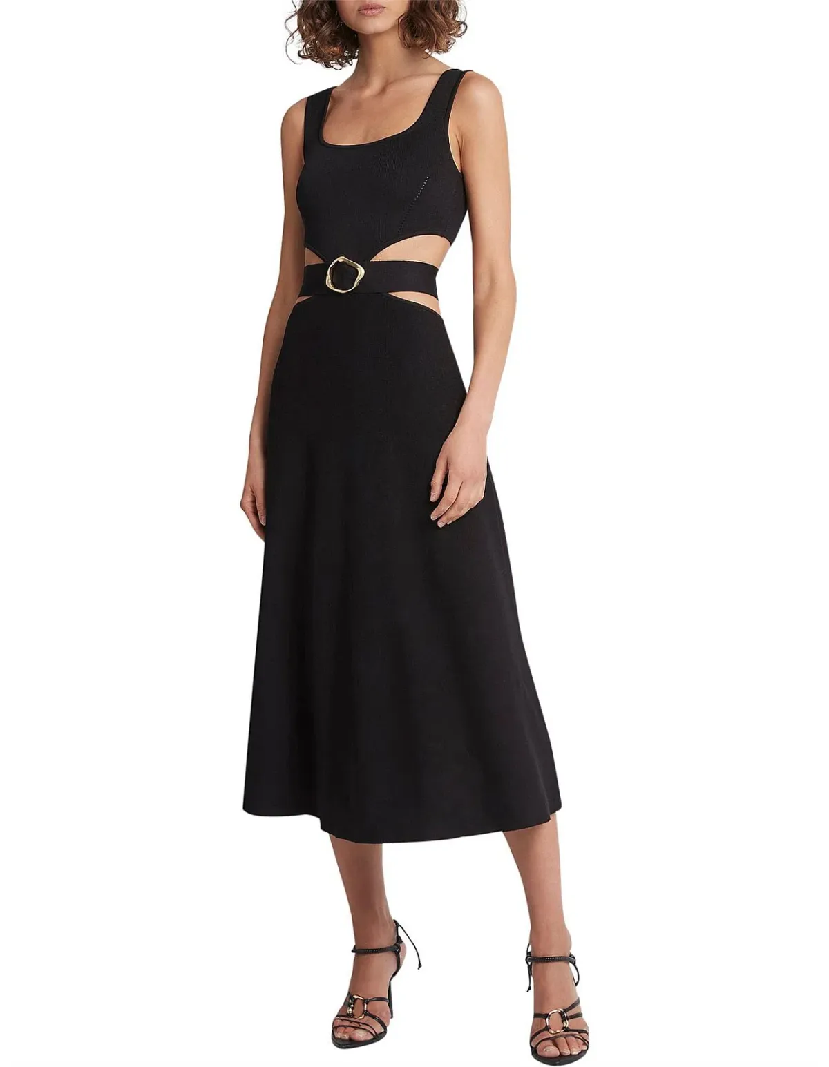 Aje Frey Cut Out Black Midi Dress Size 14 - Image 1
