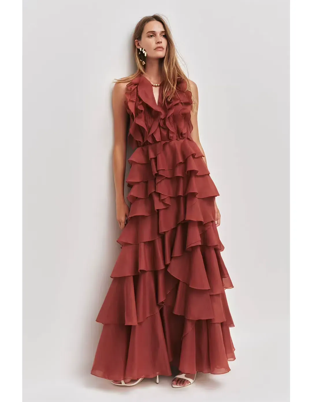 AJE CLEO GOWN RUST SIZE 12 for rent on The Volte - main image