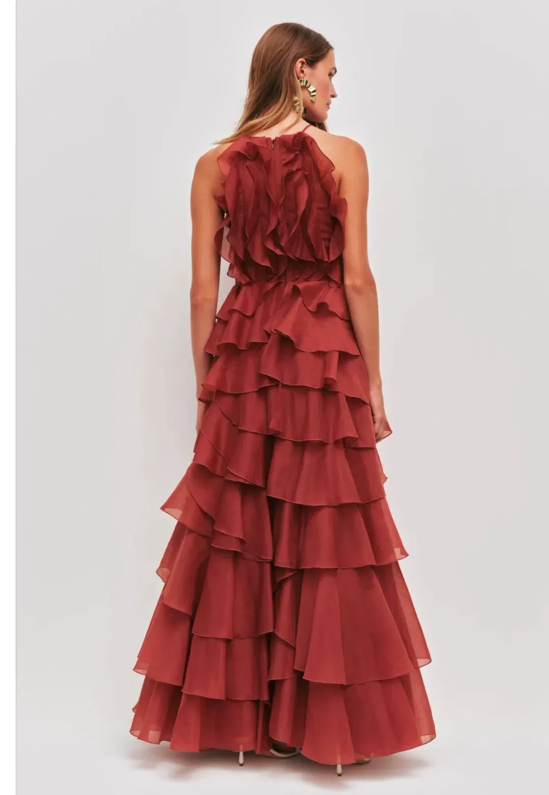 Aje Cleo Gown in Rust Size 10 for rent on The Volte - main image