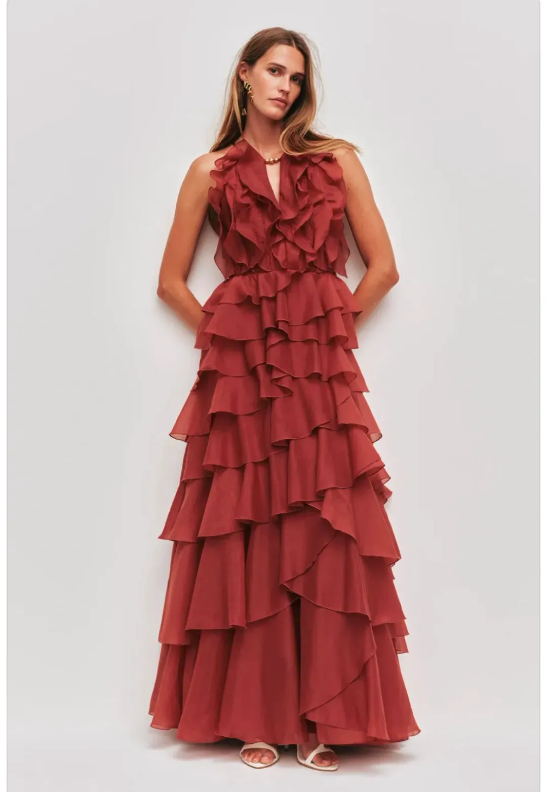 Aje Cleo Gown in Rust Size 10 for rent on The Volte - main image