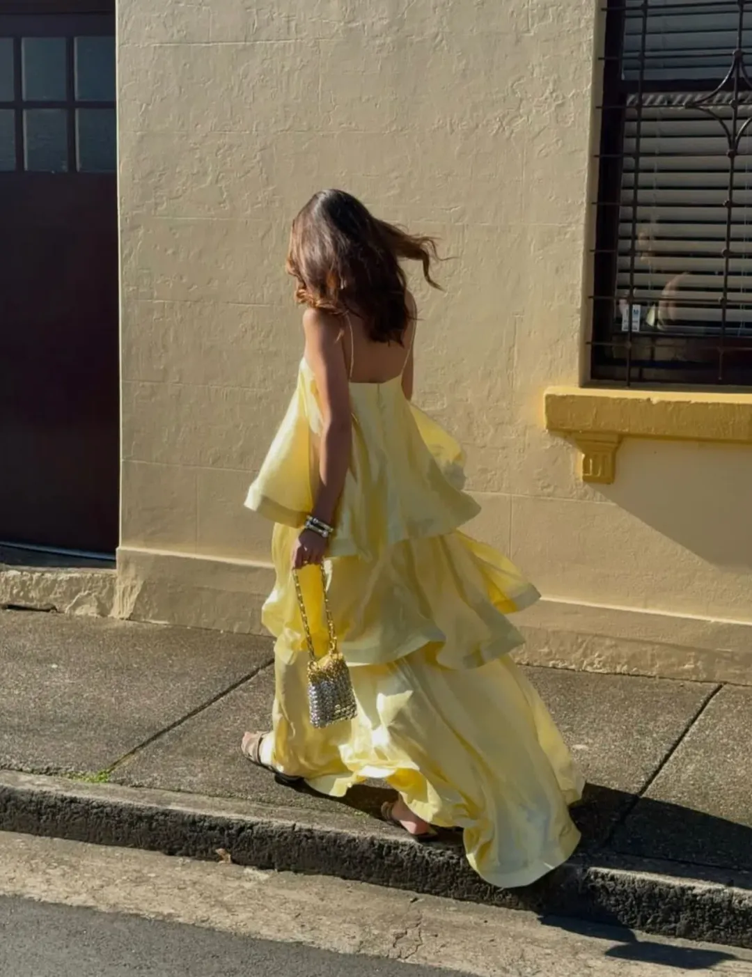 Elliatt Tilly Tiered Maxi Dress size L / 12 Butter Yellow for rent on The Volte - main image