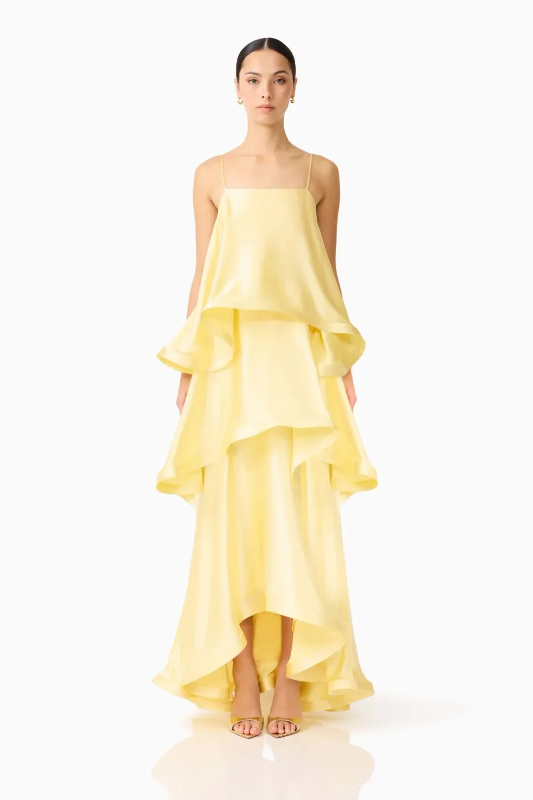 Elliatt Tilly Tiered Maxi Dress size L / 12 Butter Yellow for rent on The Volte - main image