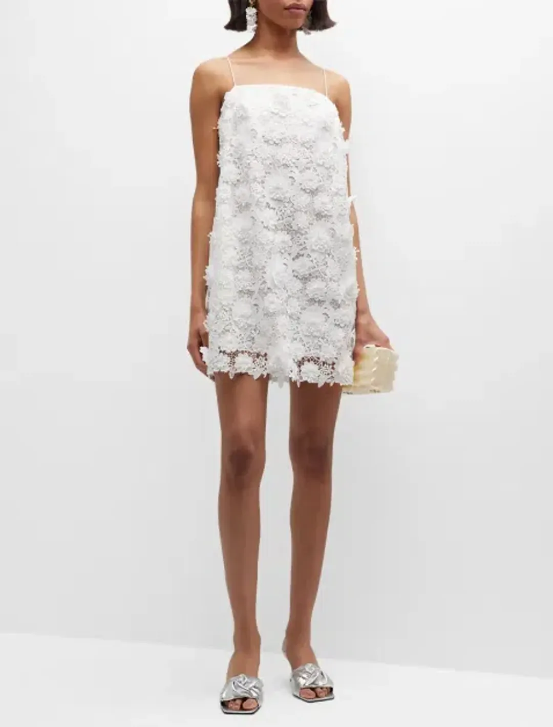 Zimmermann Raie Lace Flower Mini Dress Ivory Size 0 / AU 8 for rent on The Volte - main image