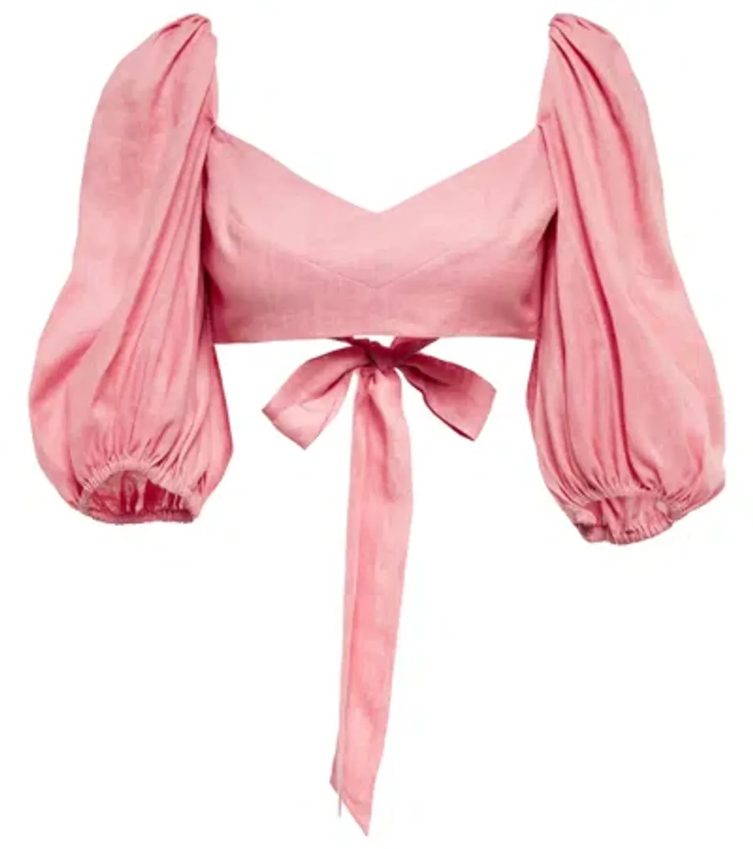 Zimmermann Jeannie Linen Crop Top Pink Size 0P / AU 6 for rent on The Volte - main image