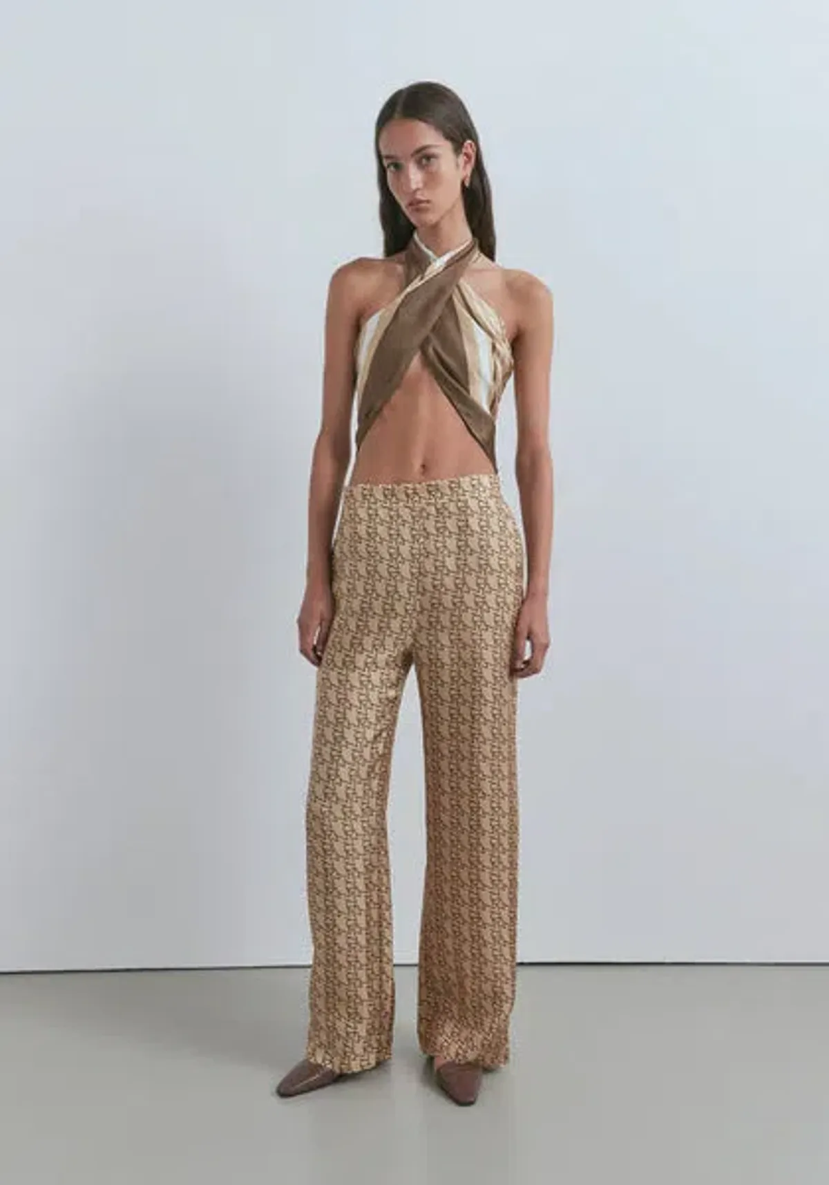 Viktoria & Woods Chauffeur Trouser In Gold Monogram - Image 1