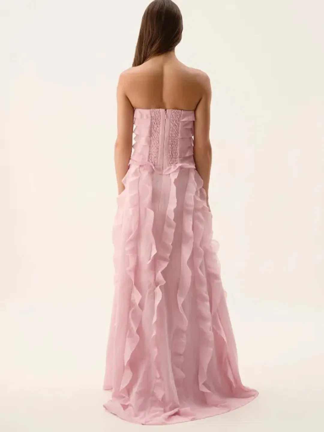 Aje Allairie Strapless Gown Chalk Pink Size 10 for rent on The Volte - main image